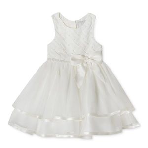 Rare Editions Basketweave Baby Girls Tiered Pearl Sleeveless Dress 12M